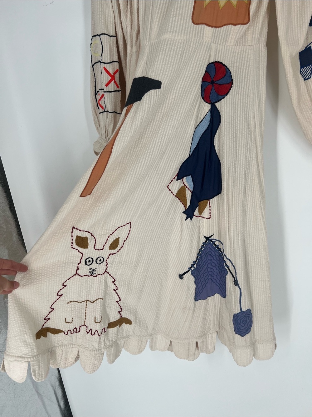 Stella Nova Ivory Novelty Appliqué Midi Dress with Candle & Boots Motif XXS - Picture 7 of 13